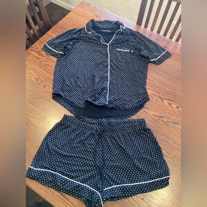 Victorias Secret Black and White Polka Dot Pajama Set